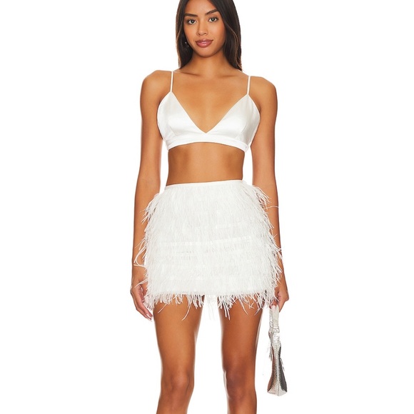 Lovers and Friends Moira Skirt in White Feathered Skirt Size XS, Brand new - Picture 3 of 8